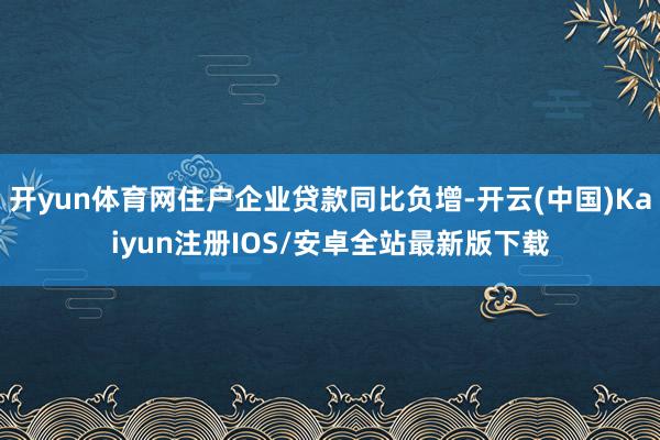 开yun体育网住户企业贷款同比负增-开云(中国)Kaiyun