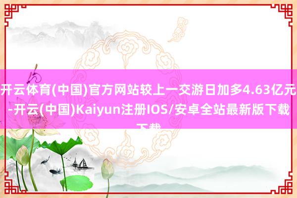 开云体育(中国)官方网站较上一交游日加多4.63亿元-开云(