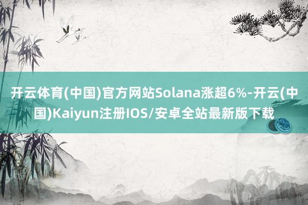 开云体育(中国)官方网站Solana涨超6%-开云(中国)K