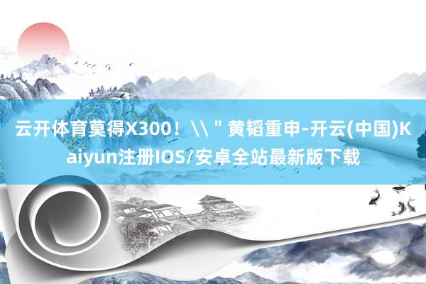 云开体育莫得X300!\"黄韬重申-开云(中国)Kaiyun注册IOS/安卓全站最新版下载